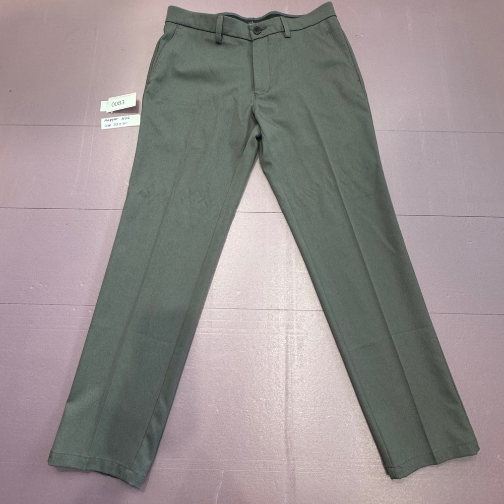 Haggar H26 Men Grey‎ Performance Stretch Flat Front Dress Pants Label Size 33x30